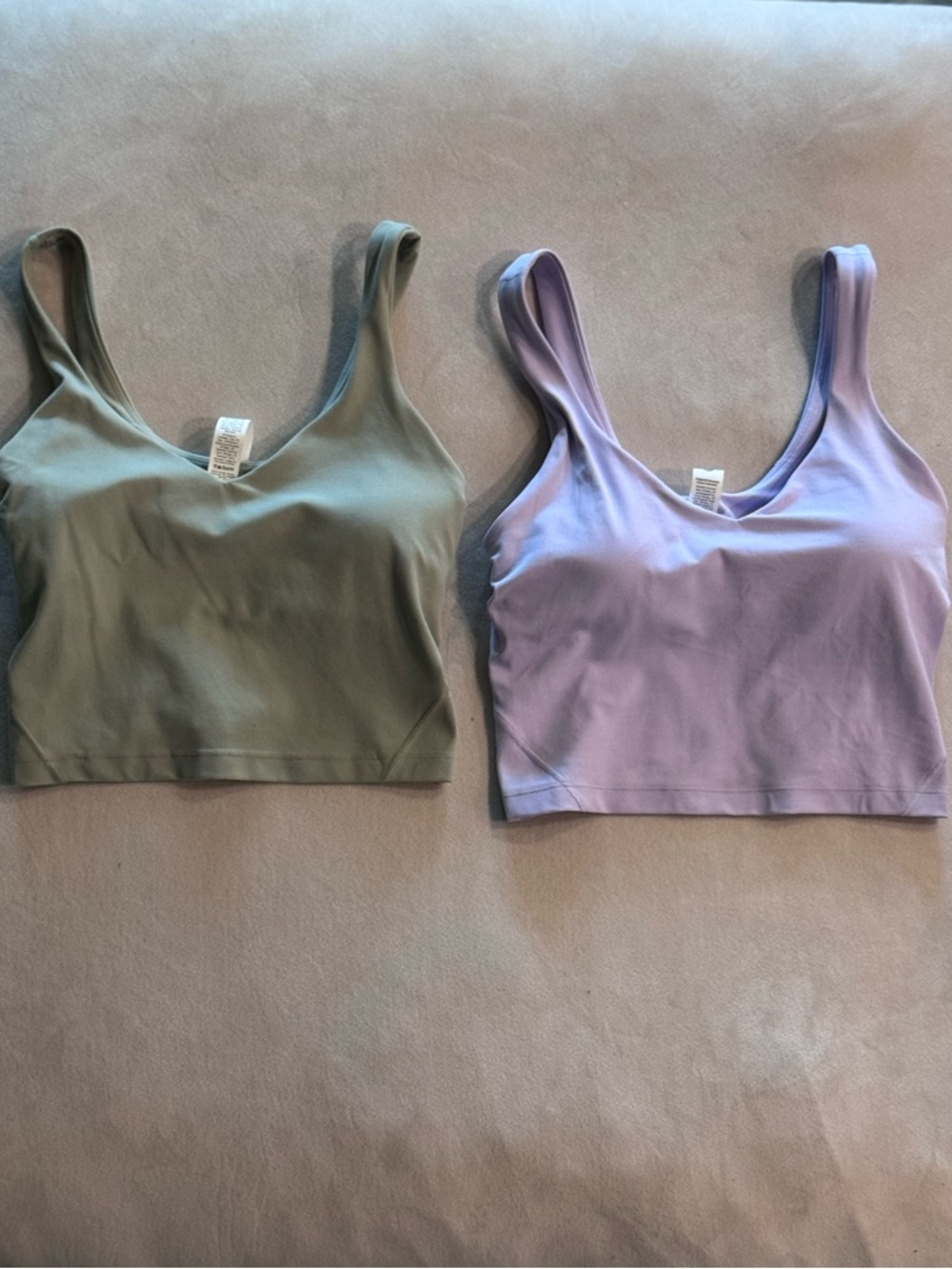 Lululemon align Cropped Tank Bras in Sage Green and Lavender